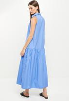 POLO - Sydney sleeveless tiered poplin dress - blue