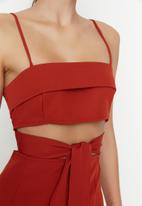 Trendyol - Tie waist detail maxi dress - orange