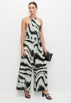 edit - Ruched neck later jumpsuit - smudged animal