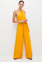 edit - Ruched neck later jumpsuit - marigold