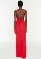 Trendyol - Slit detail strappy back maxi dress - red
