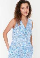 Trendyol - Geo print sleeveless shirt dress - blue