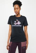 Converse - Star chevron abstract flowers tee - black
