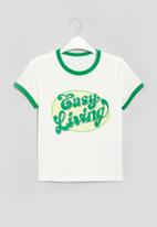 POP CANDY - Easy living tee - white & green 