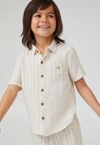 Cotton On - Resort short sleeve shirt - rainy day / vanilla stripe