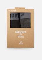 Superdry. - Boxer offset double pack - black & charcoal