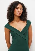 MILLA - Bardot crepe knit maxi dress- emerald