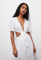 VELVET - Tie front boho maxi with side cut out - white