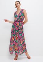 edit - Wrap front tiered maxi - bold watercolour