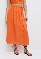 MILLA - Co-ord linen wrap midi skirt - orange