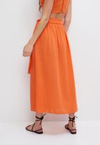 MILLA - Co-ord linen wrap midi skirt - orange