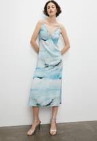 VELVET - Printed viscose cut out detail strappy slip dress - water colour