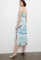 VELVET - Printed viscose cut out detail strappy slip dress - water colour