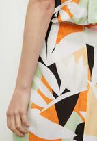 VELVET - Co-ord printed front draped sarong skirt - abstract geo tangerine