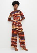 edit -  Boxy Shell belted Jumpsuit- abstract sunset