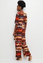 edit -  Boxy Shell belted Jumpsuit- abstract sunset