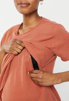 edit Maternity - Maternity textured nursing blouse - terracotta
