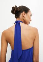 VELVET - Halter knot front mini dress - royal