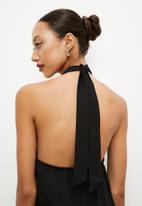 VELVET - Halter knot front mini dress - black