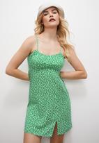 Blake - Shift mini with back tie - spring floral green