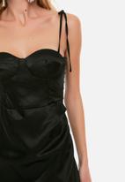 Trendyol - Slit detail satin maxi dress - black
