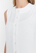 Trendyol - Buttoned sleeveless dress - ecru