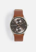 Skagen - Holst Leather Watch- brown/grey
