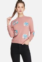 Daisy Street - Rose embroidered sweat top