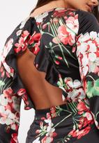 Missguided - Floral print open frill back playsuit