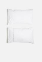 Sheraton Textiles - Eclipse embroidered pillowcase set - white & grey