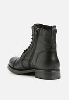 Jack & Jones - Russel leather military boot - Black