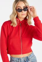 red crop zip hoodie