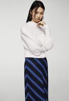 MANGO - Striped Asymmetric Skirt Blue