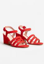 MANGO - Suede Strappy Sandals Red