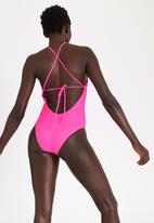 Lithe - Halter One Piece with Low Back Mid Pink