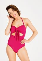 Lithe - Tie front one piece swimsuit - pink
