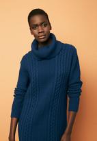 STYLE REPUBLIC - Cable-knit Jersey Dress Cobalt