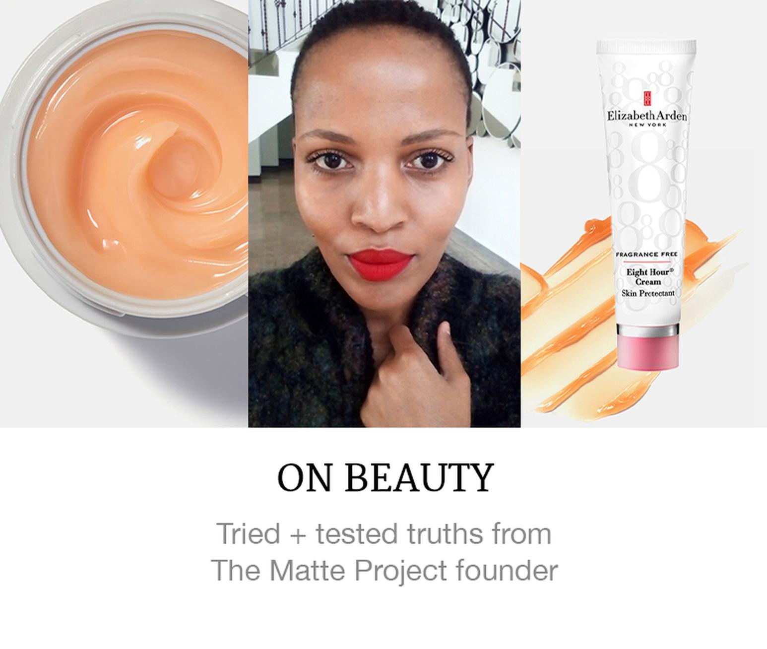 image of influencer and her beauty products