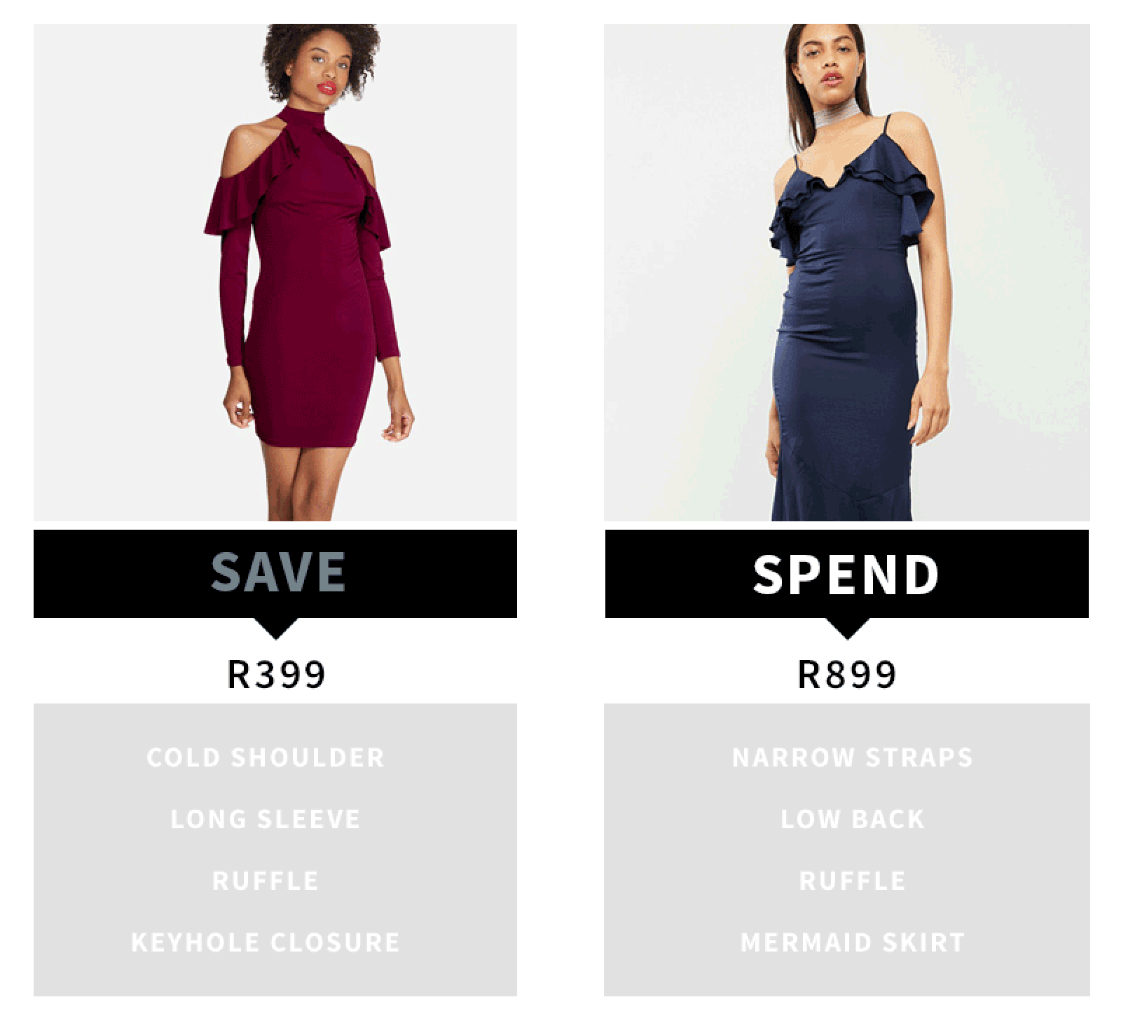 Save vs Spend: Transitional dresses