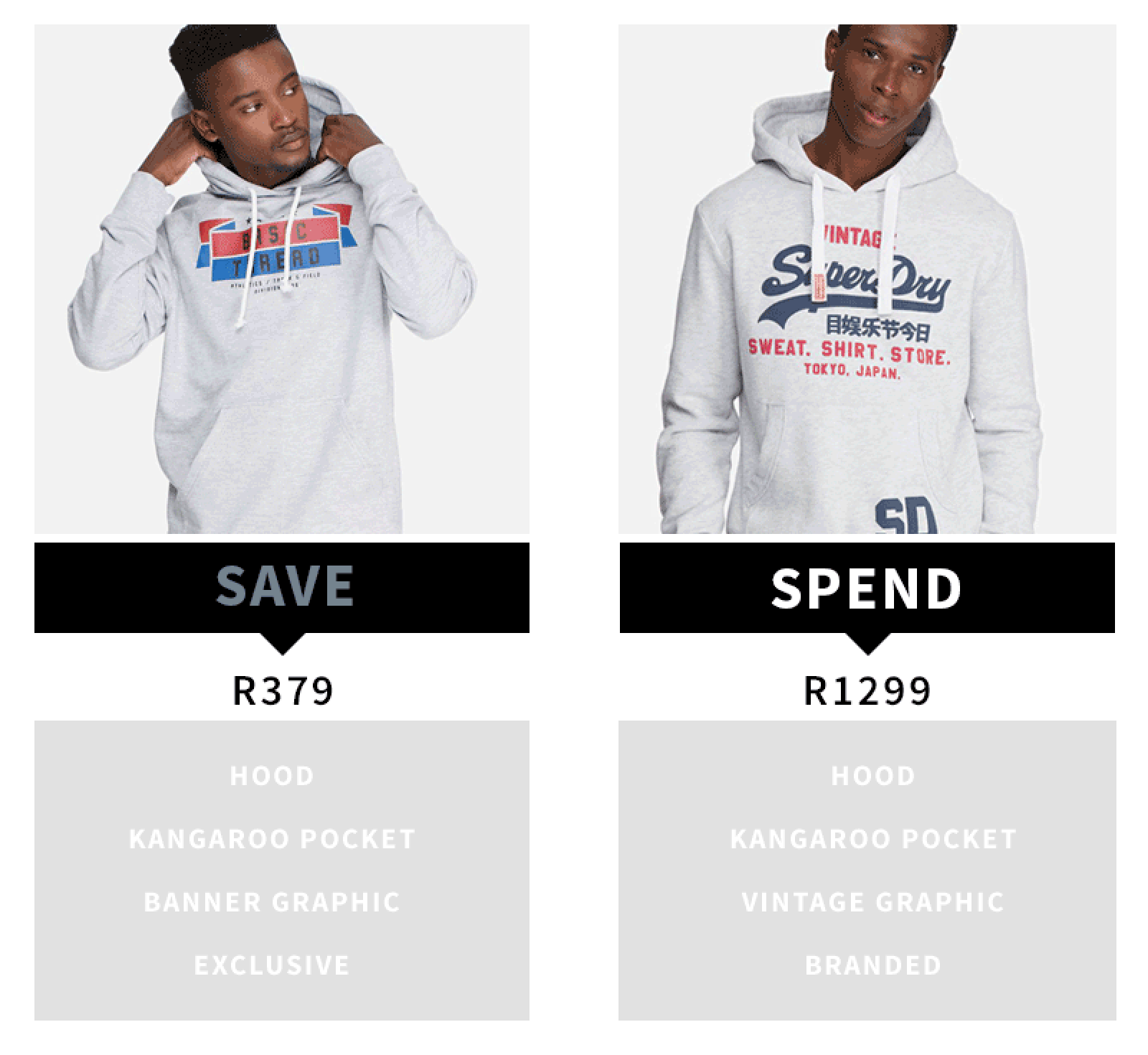 Save vs Spend: Graphic Sweats