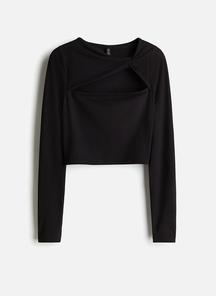 Cropped twist-detail top - cream - 1291886002