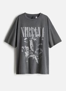 Oversized printed t-shirt - washed black/pacha - 1257580028
