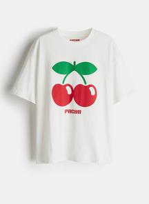 Oversized printed t-shirt - washed black/pacha - 1257580028