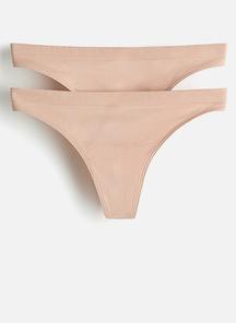   Fine Rib Thong ホワイトサイズS 2-Pack seamless thong briefs - white - 1206004002