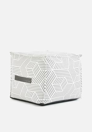 Hatch ottoman - grey & white