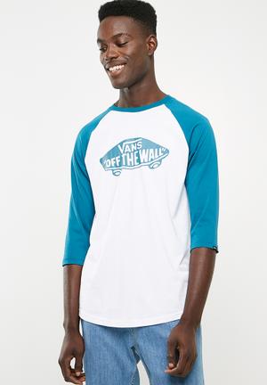 OTW raglan tee - blue & white 