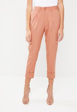 Suit trouser with turn up cuff - peach