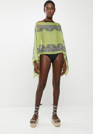 Border print kaftan - green