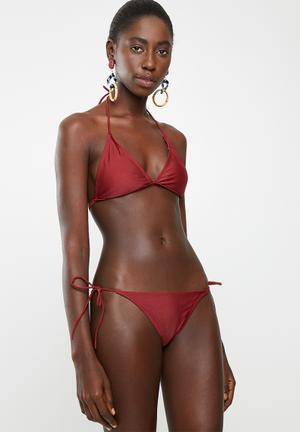 Side tie bikini set - burgundy