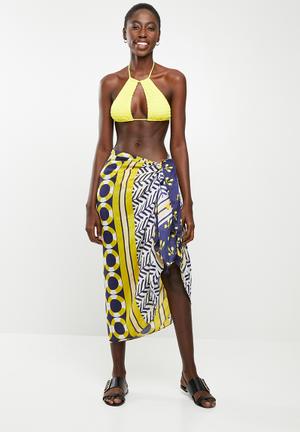 Printed sarong - blue and white
